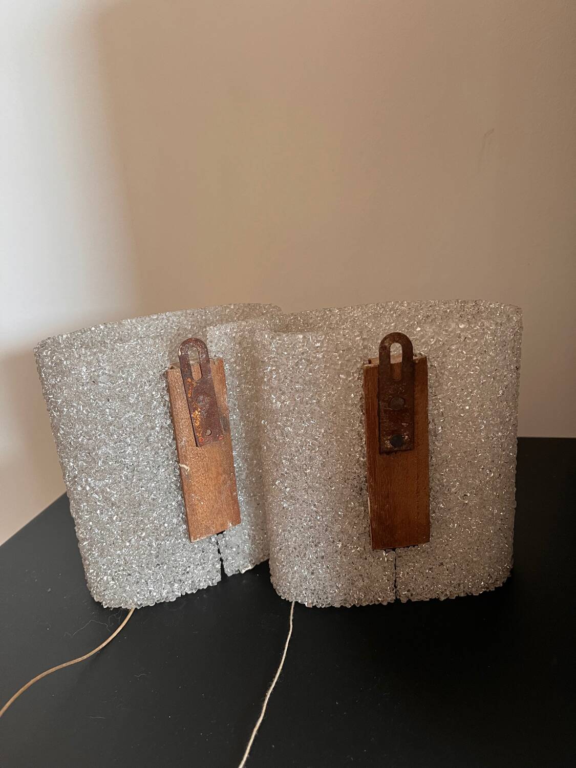 Pair of perspex wall lights