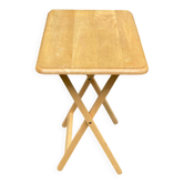 Small Scandinavian folding side table in solid wood.