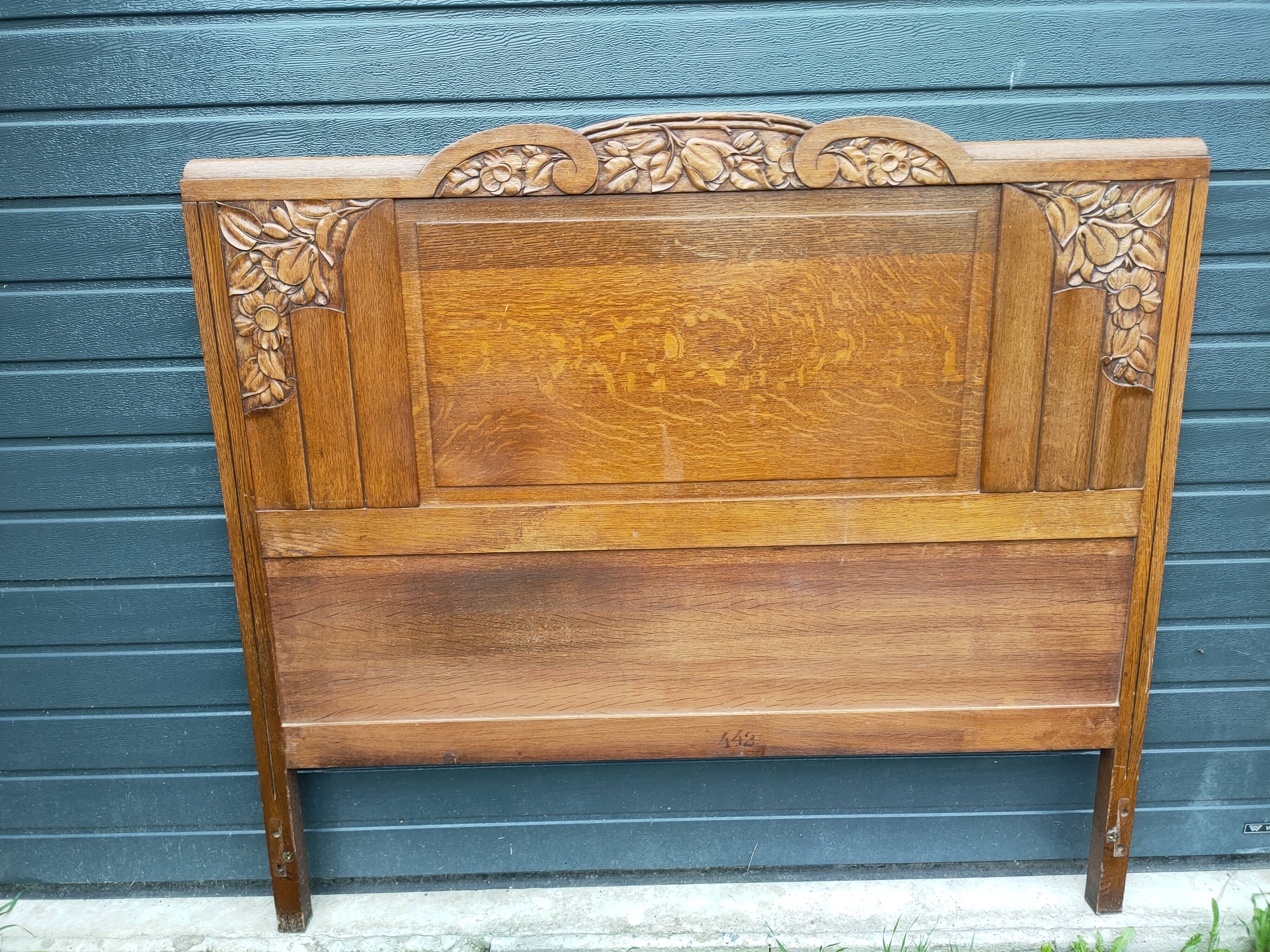 Solid oak headboard, 1920s-30s