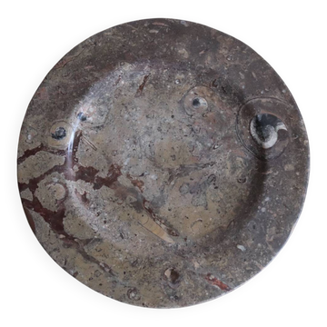 Plat rond en pierre fossile vintage