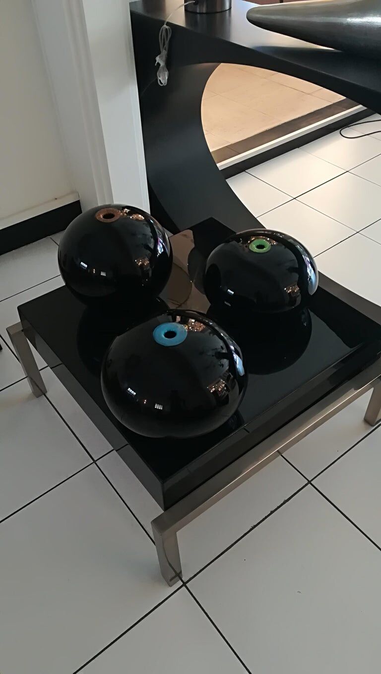 Paolo Crepax set of three Murano glass vases signed