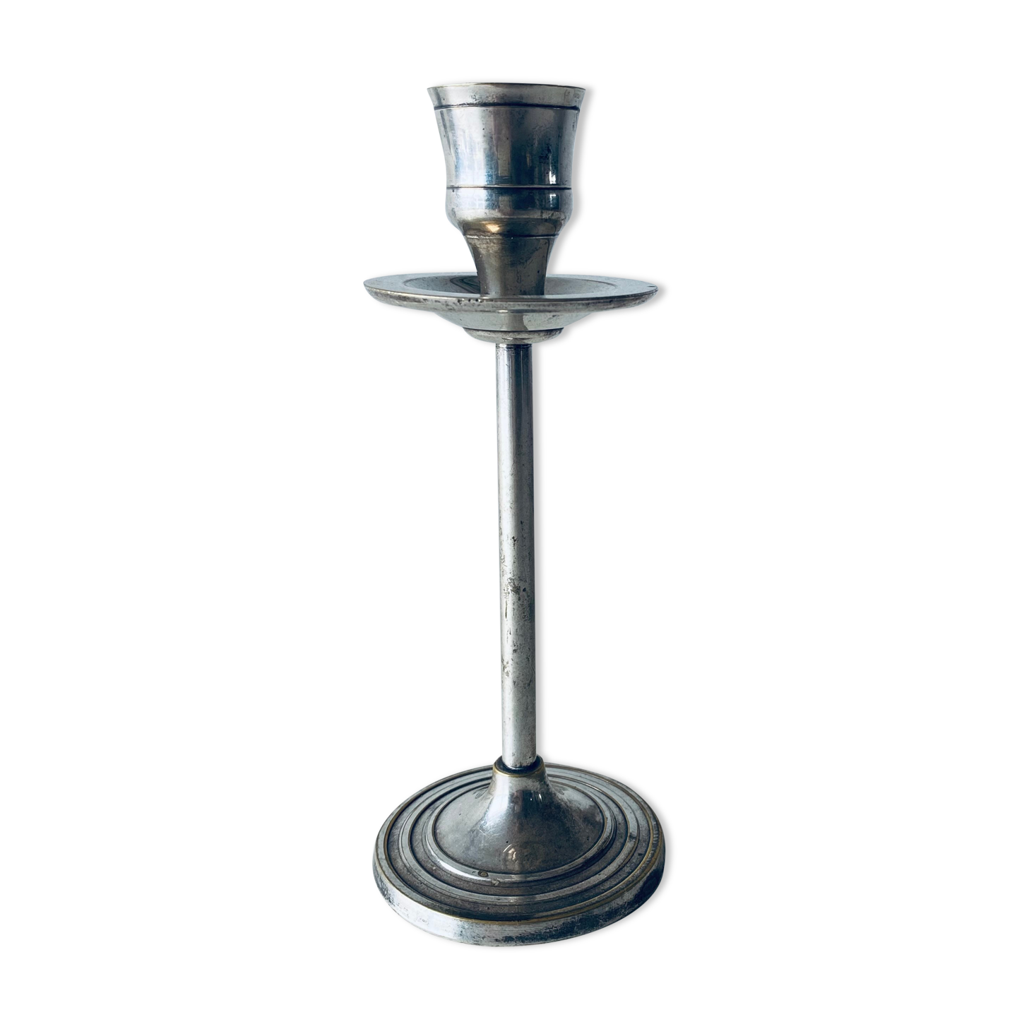 Twisted silver candle holder