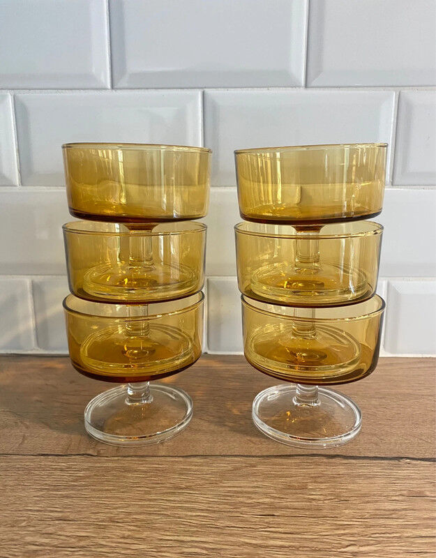 6 champagne glasses in amber glass Luminarc Cavalier