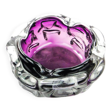 Mid-century modern ashtray, manganese glass, designed by J. Słuczan-Orkusz, Poland, 1970s