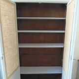Library, vintage dresser re-enchanted in cloud gray.