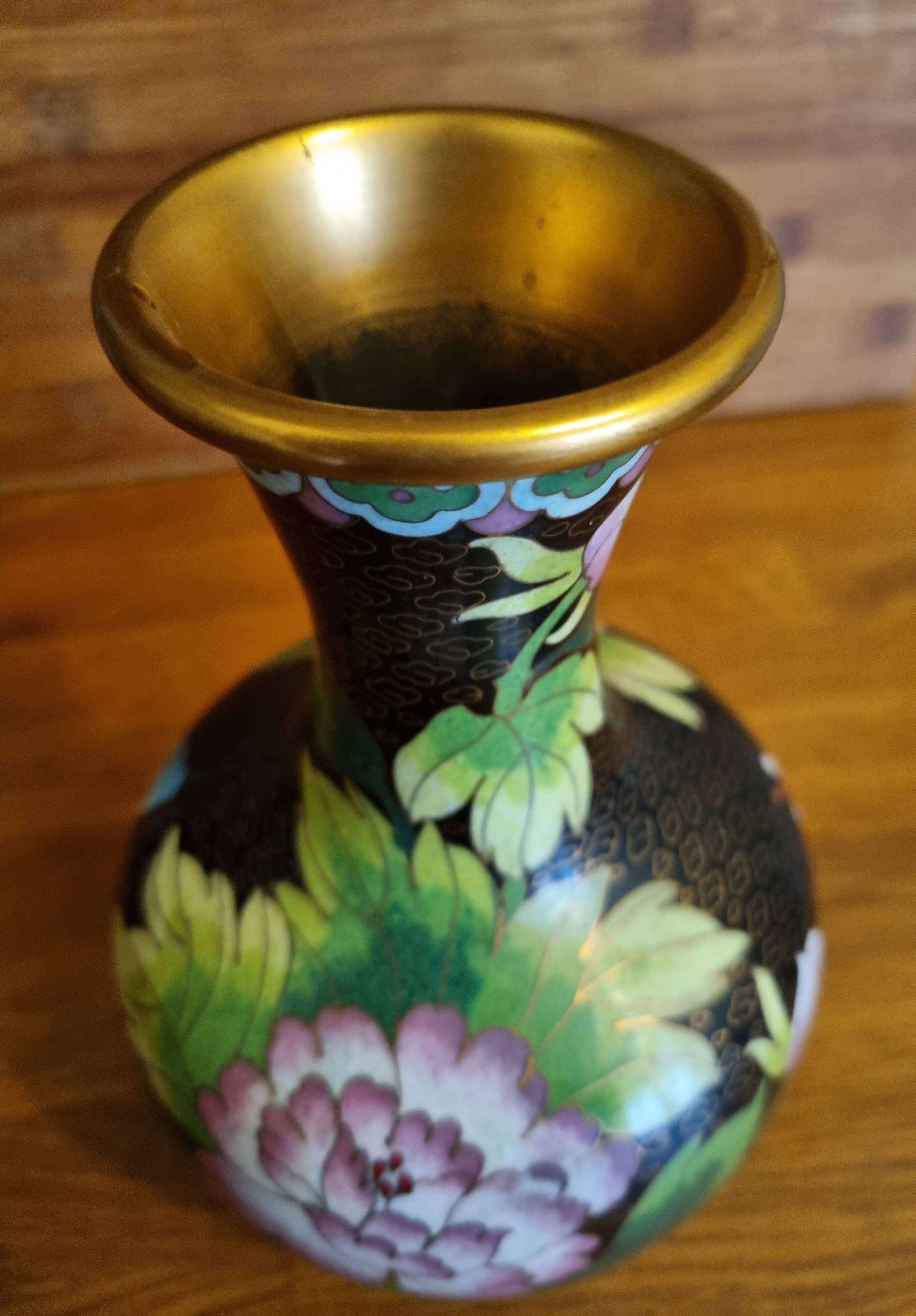 Chinese vase in cloisonné enamel 21 cm