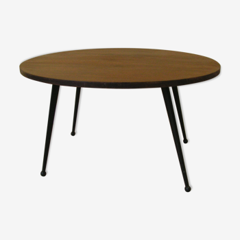 Table basse ovale en bois années 60