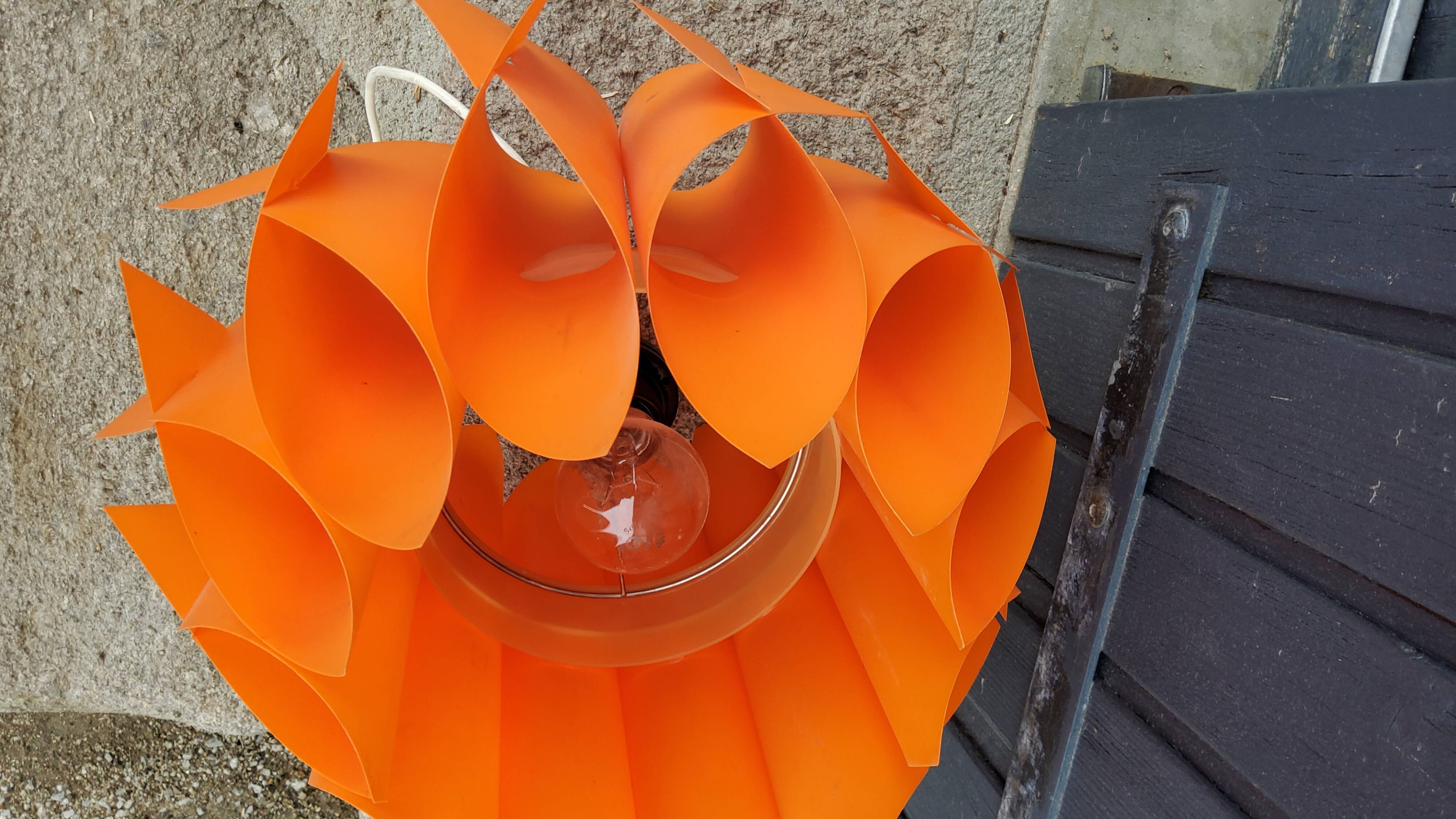 Suspension lamp by Lars Schioler butterfly model Hoyrup Light plastic editor orange 1968