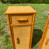 Pair of rattan bedside tables