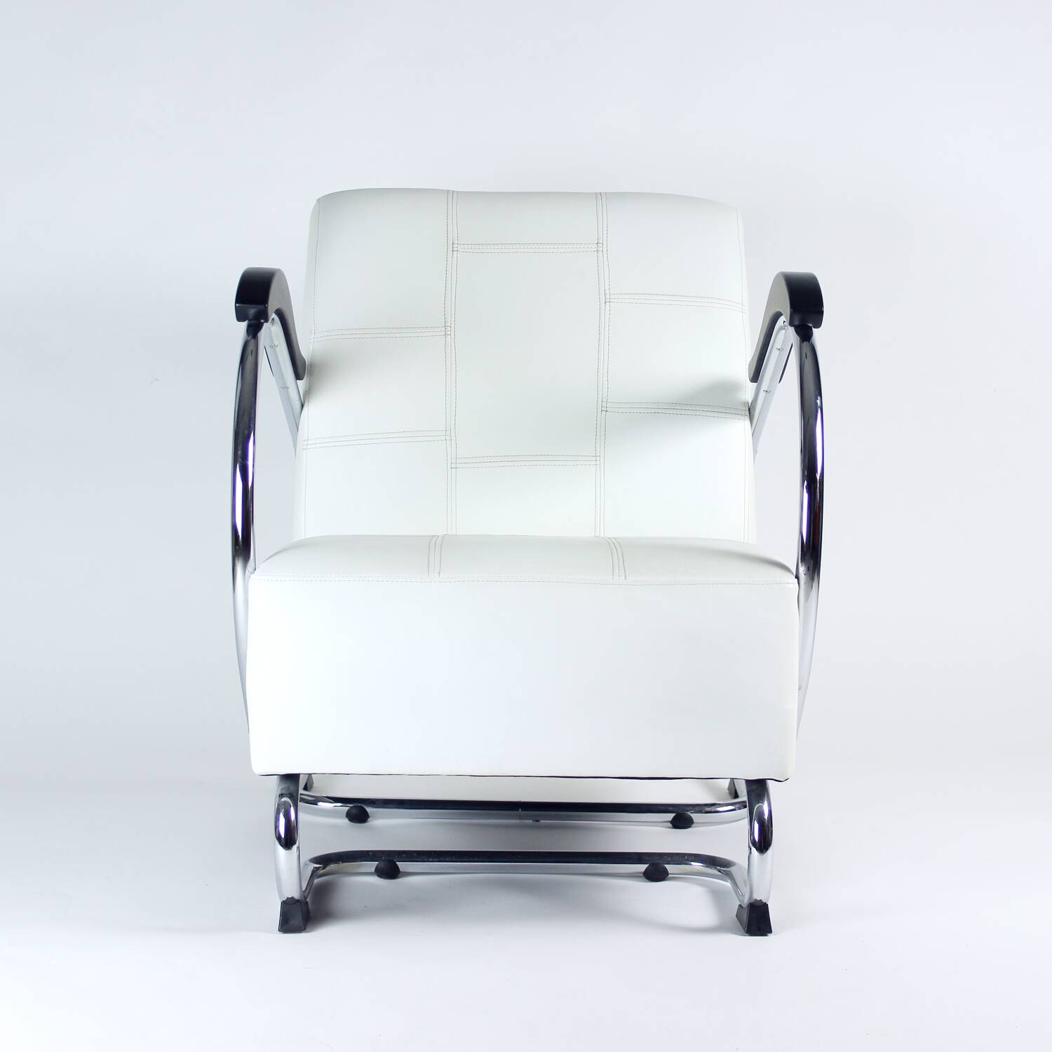 1930s Chrome & Leather Armchair By Hynek Gottwald, Czechoslovakia
