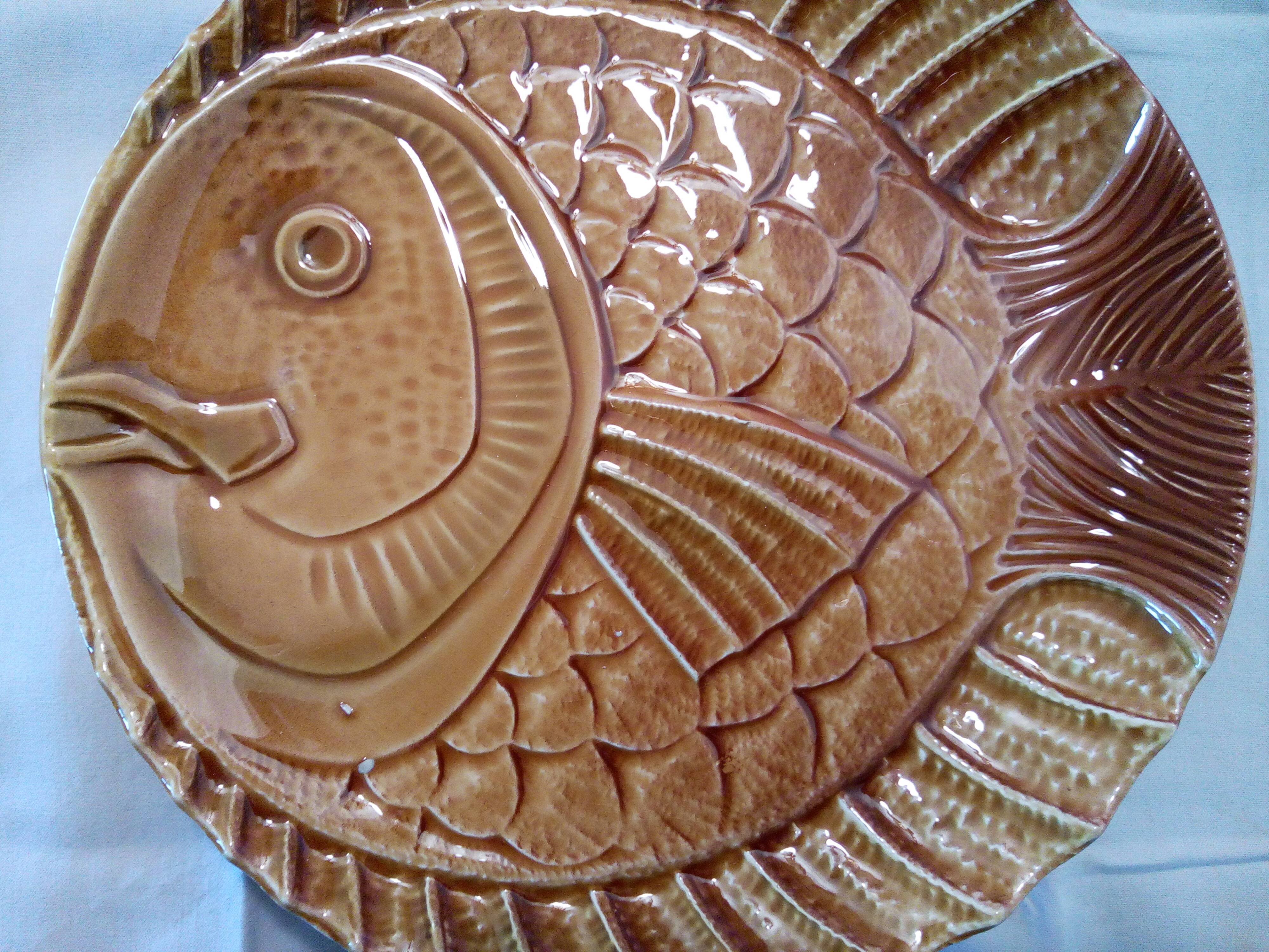 Lot de 5 assiettes de poisson Art Déco en faïence de Sarreguemines