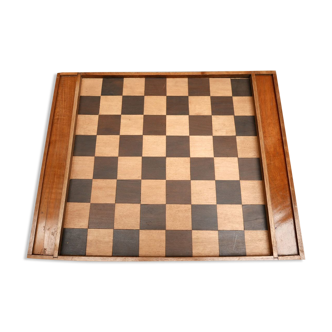 Jeu de dames ancien en bois et échiquier