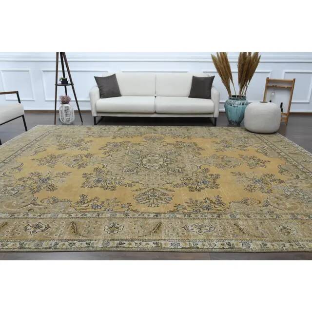 1970s Turkish Hand-Knotted Wool Cotton Orange Area Rug 293x381