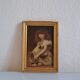 Young girl with tambourine Provence old painting HSP