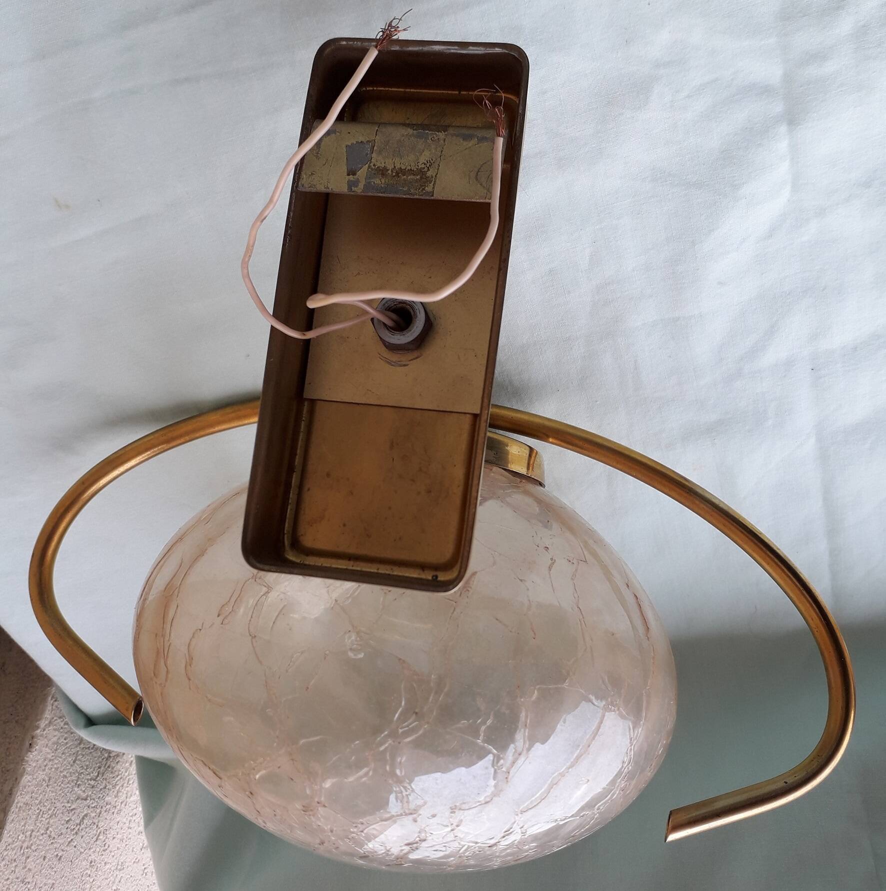 Pair of brass and glass wall lights