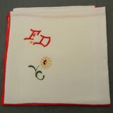 Lot de 10 serviettes de table à décor de fleurs des champs monogramme FD