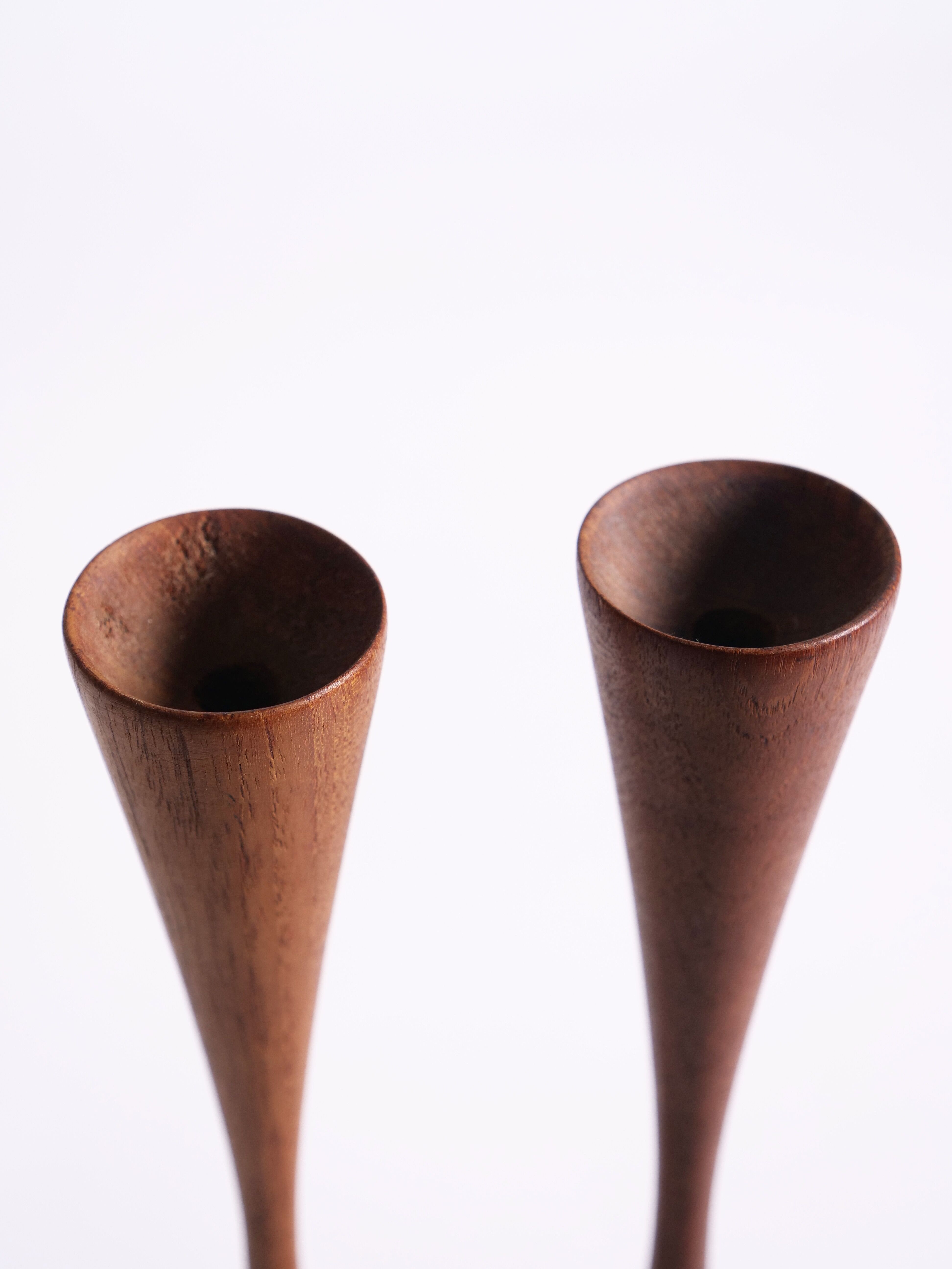 Scandinavian teak candlesticks