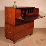 Commode militaire, de marine en acajou blond avec secrétaire, XIXème siècle