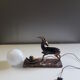 Art Deco table lamp - Copper antelope on marble - 1940