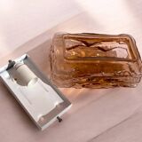 Amber glass rectangular flush mount ceiling or wall light