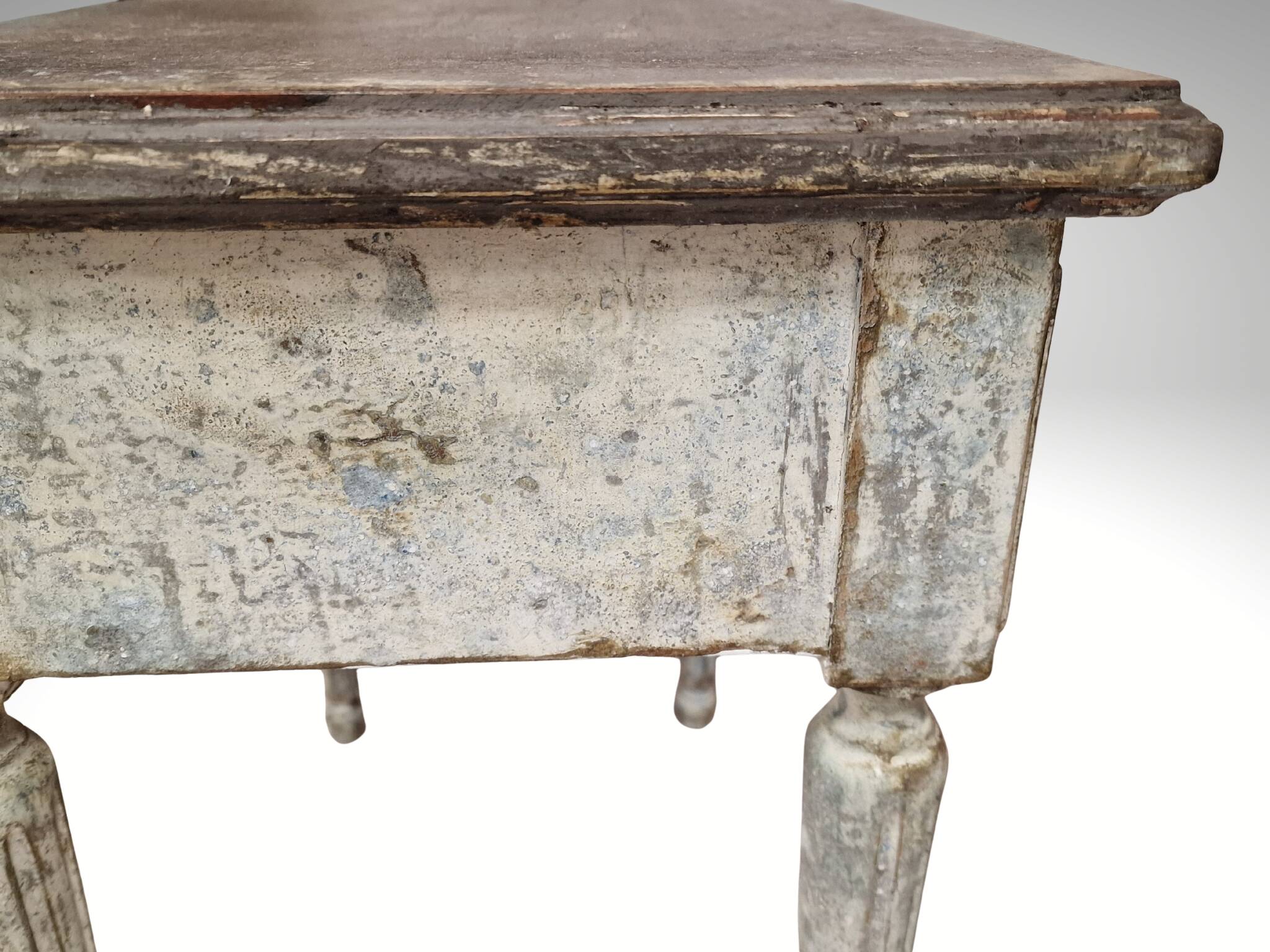 Pair of Louis XVI style bedside tables with patina