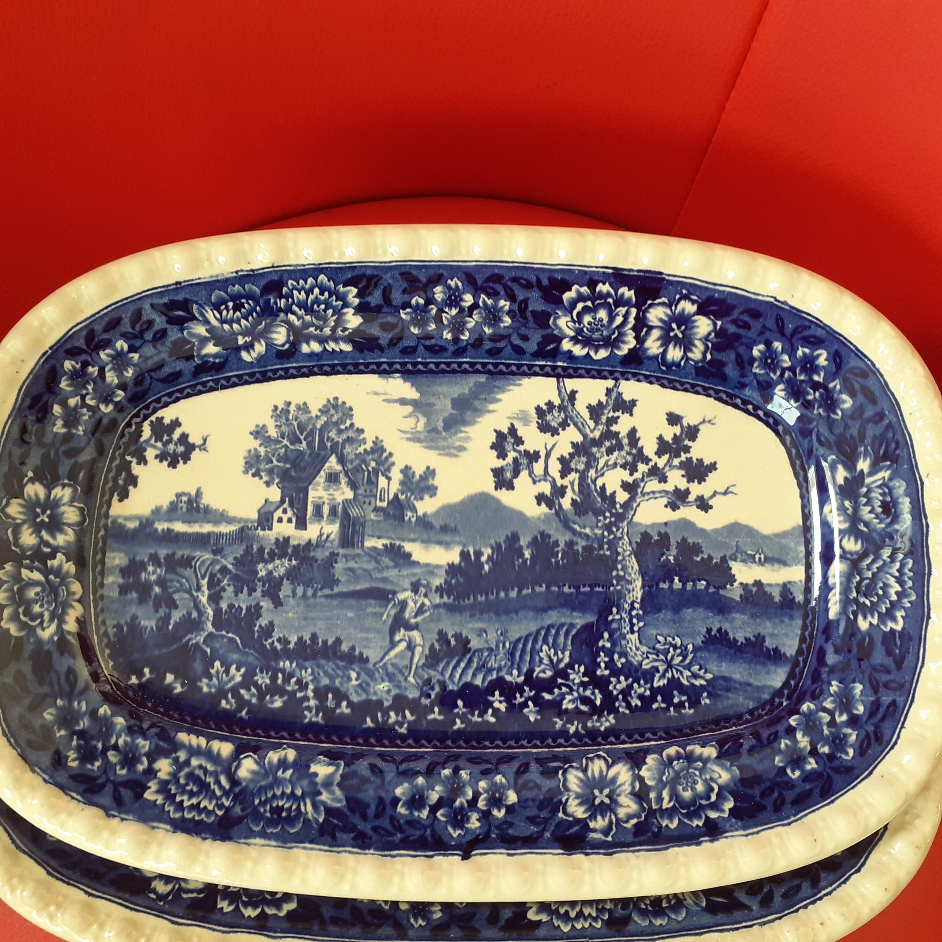 Blue dishes, square in Villeroy and old Boch, Rusticana model