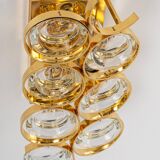 Golden brass and crystal wall light by Palwa, Germany, 1960s.