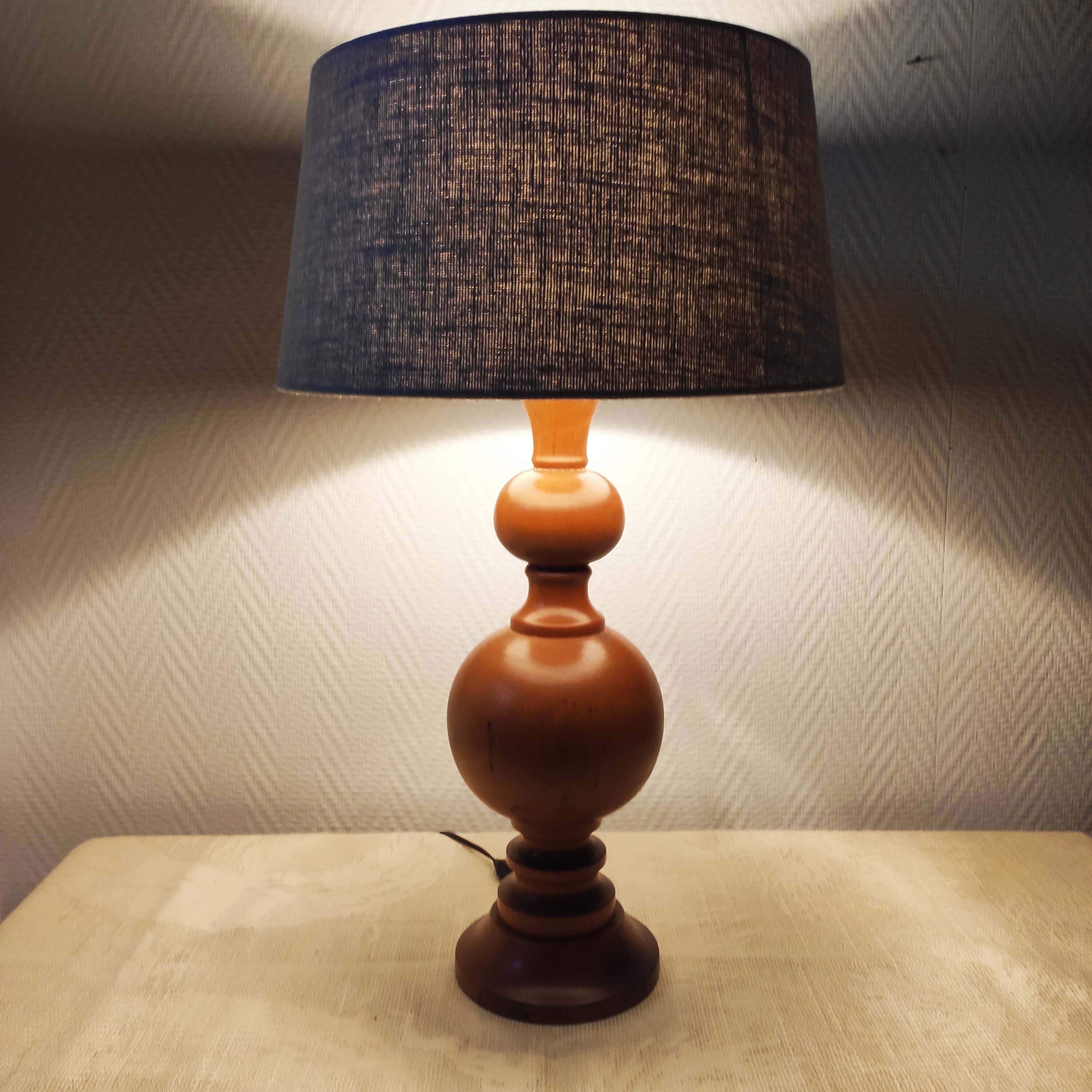 Vintage turned wooden living room lamp