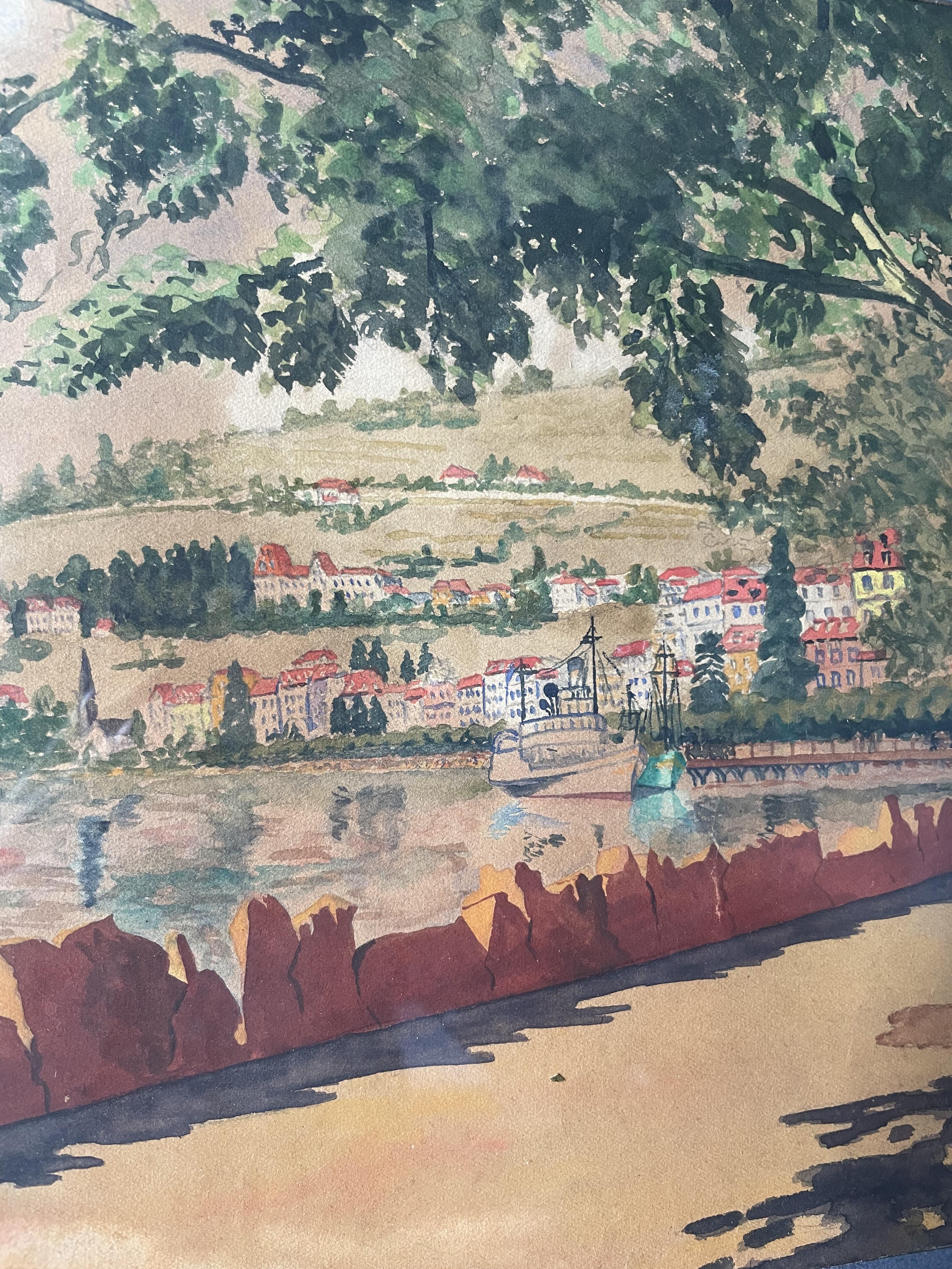 A.Cordeau "Walk around the lake" watercolor