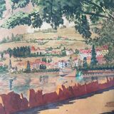 A.Cordeau "Promenade autour du lac" aquarelle