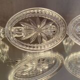 Pair of Val Saint Lambert crystal table end candlesticks