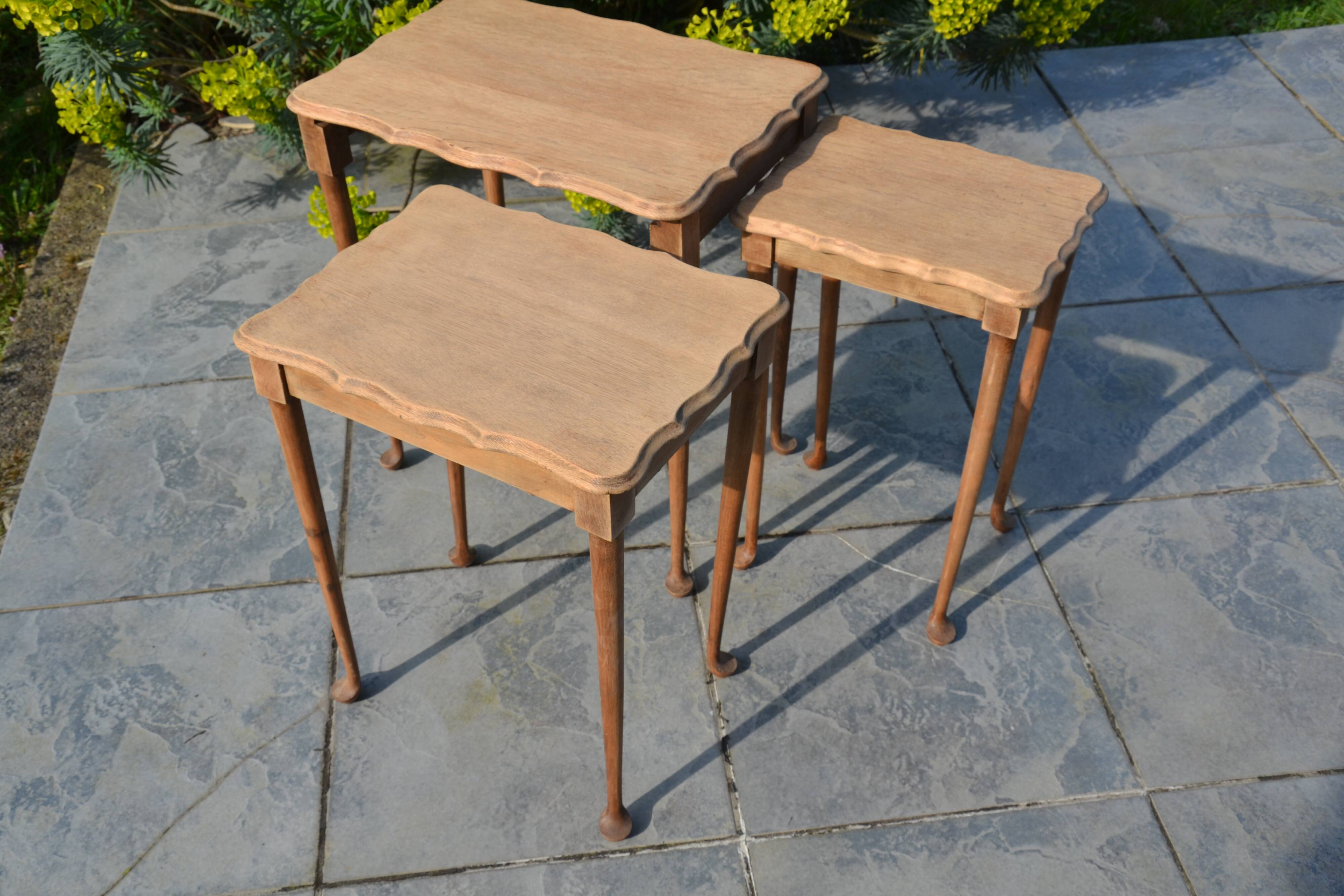 Nesting tables in oak from the 1930s.