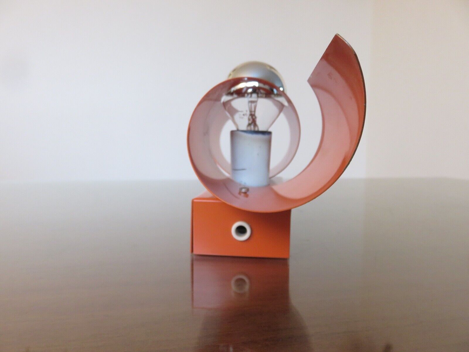 Space age wall lamp chrome metal and orange 70s