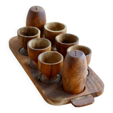 Vintage wooden egg service - 6 egg cups