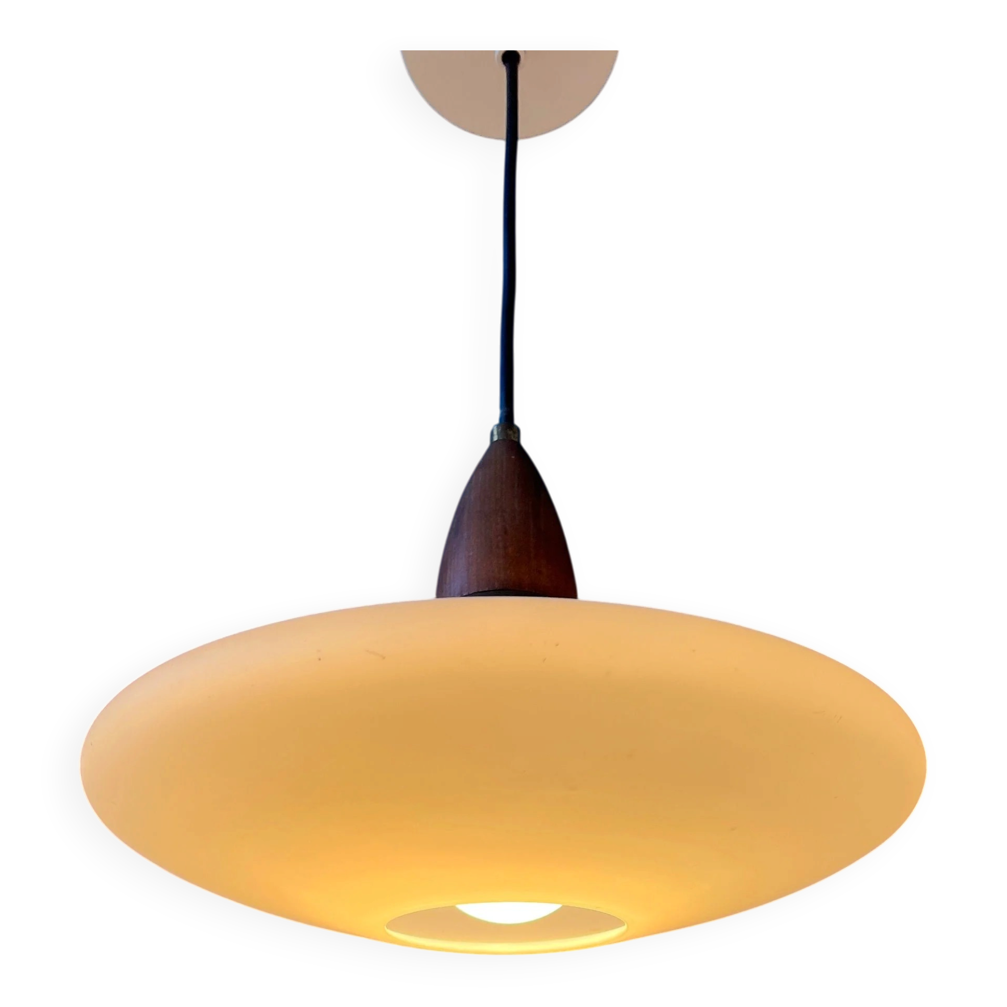 Suspension en verre opalin (style Philips) - Louis Kalff