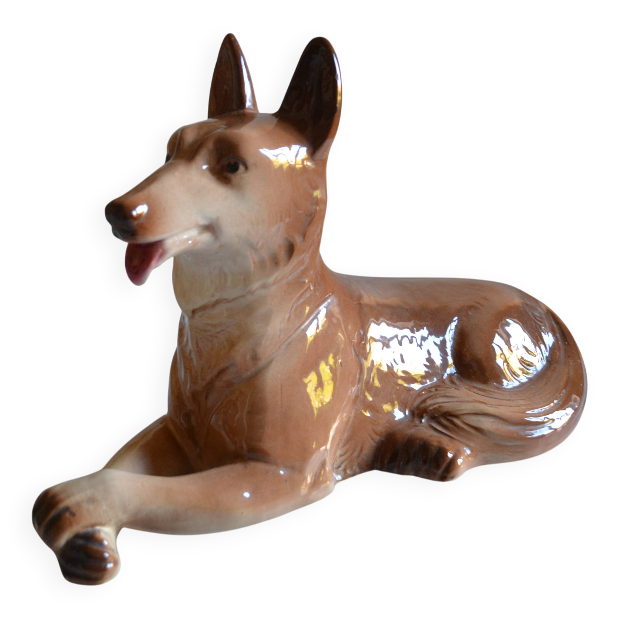 Wolf Dog German Shepherd Ceramic Saint Clément L 39 cm H 26 cm