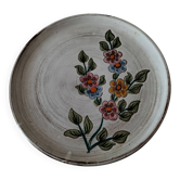 Assiette grès émaillé motif floral
