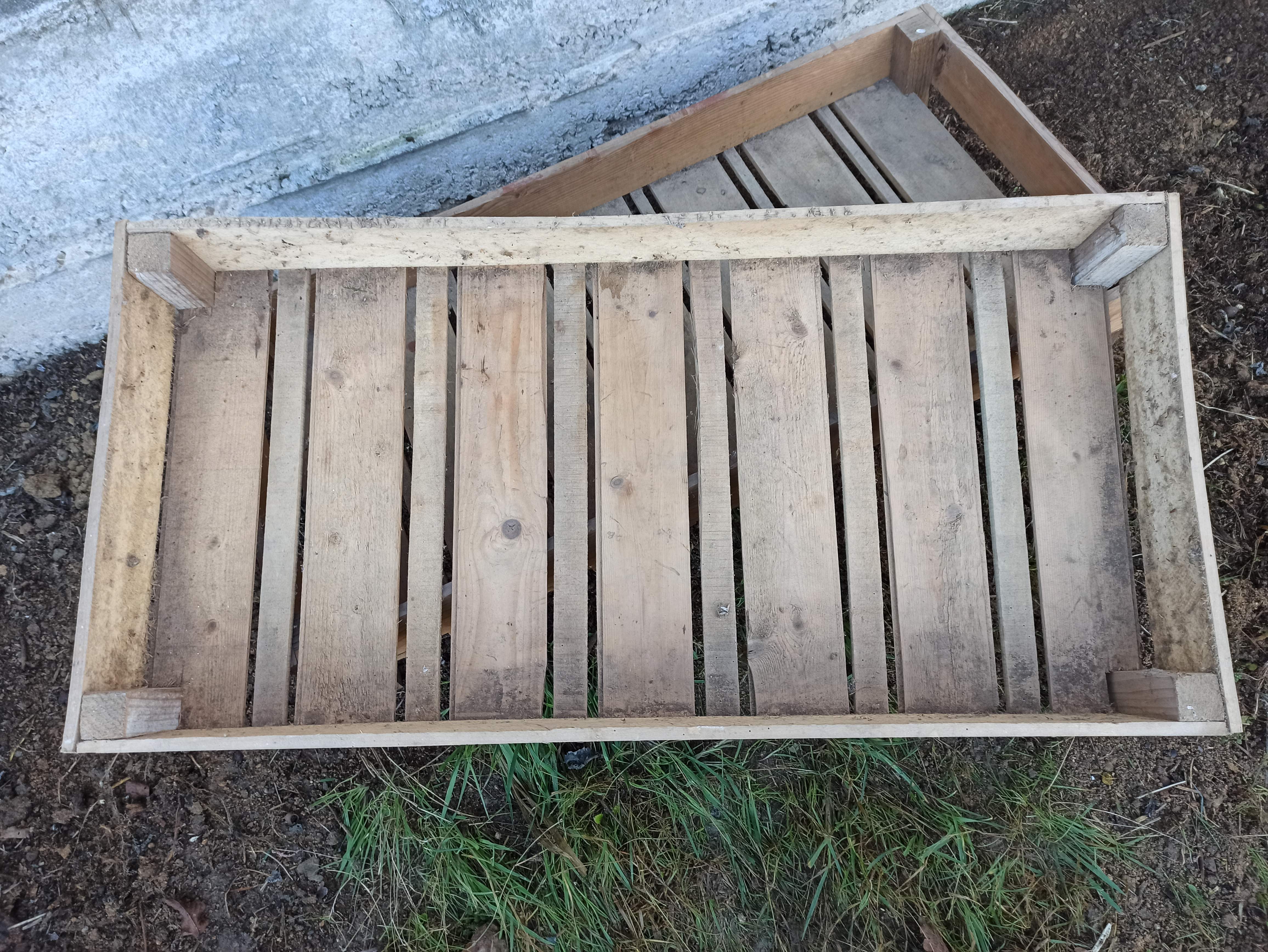 Set of four wooden shelves crate boxes