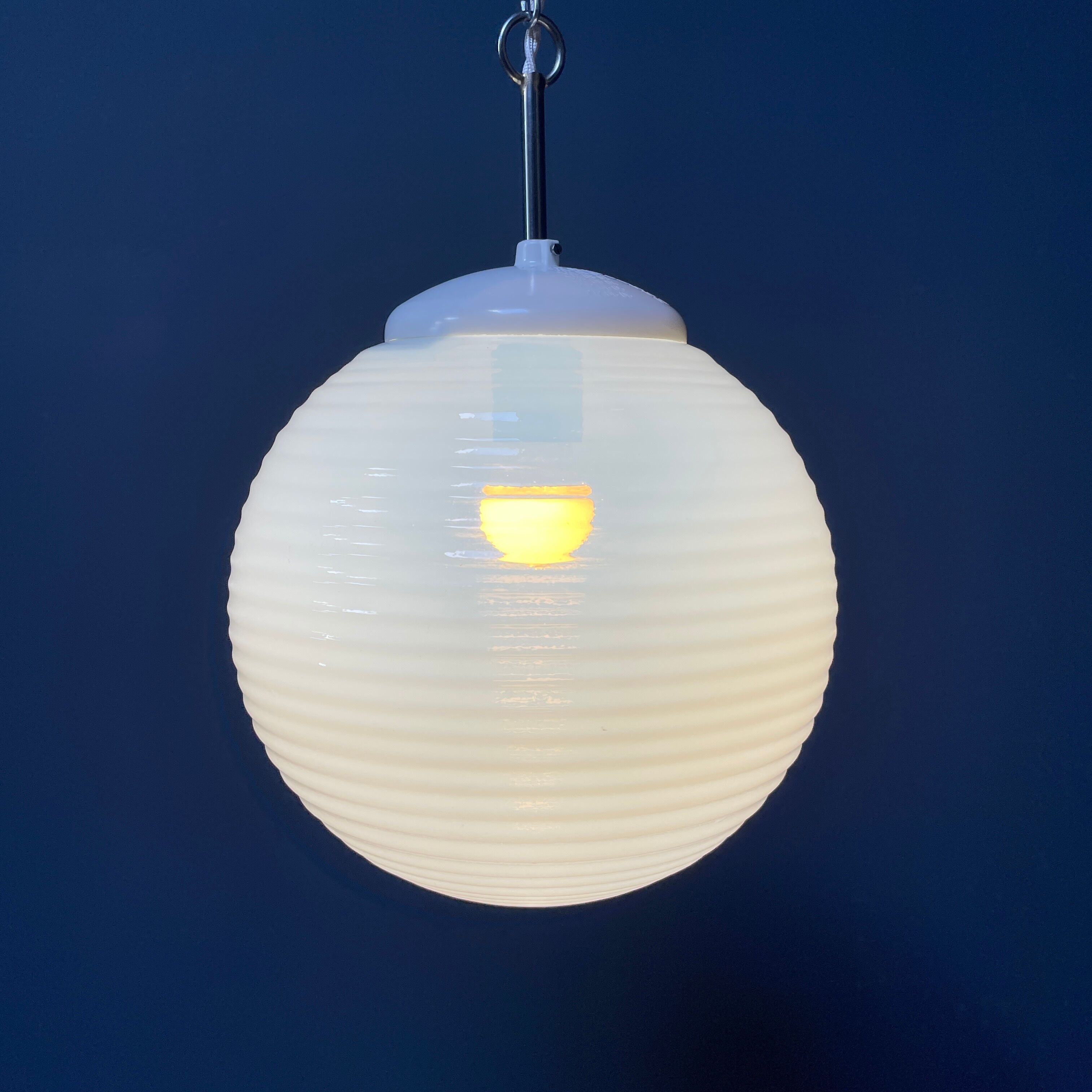 Mother of pearl opaline glass pendant lamps from the 1960s