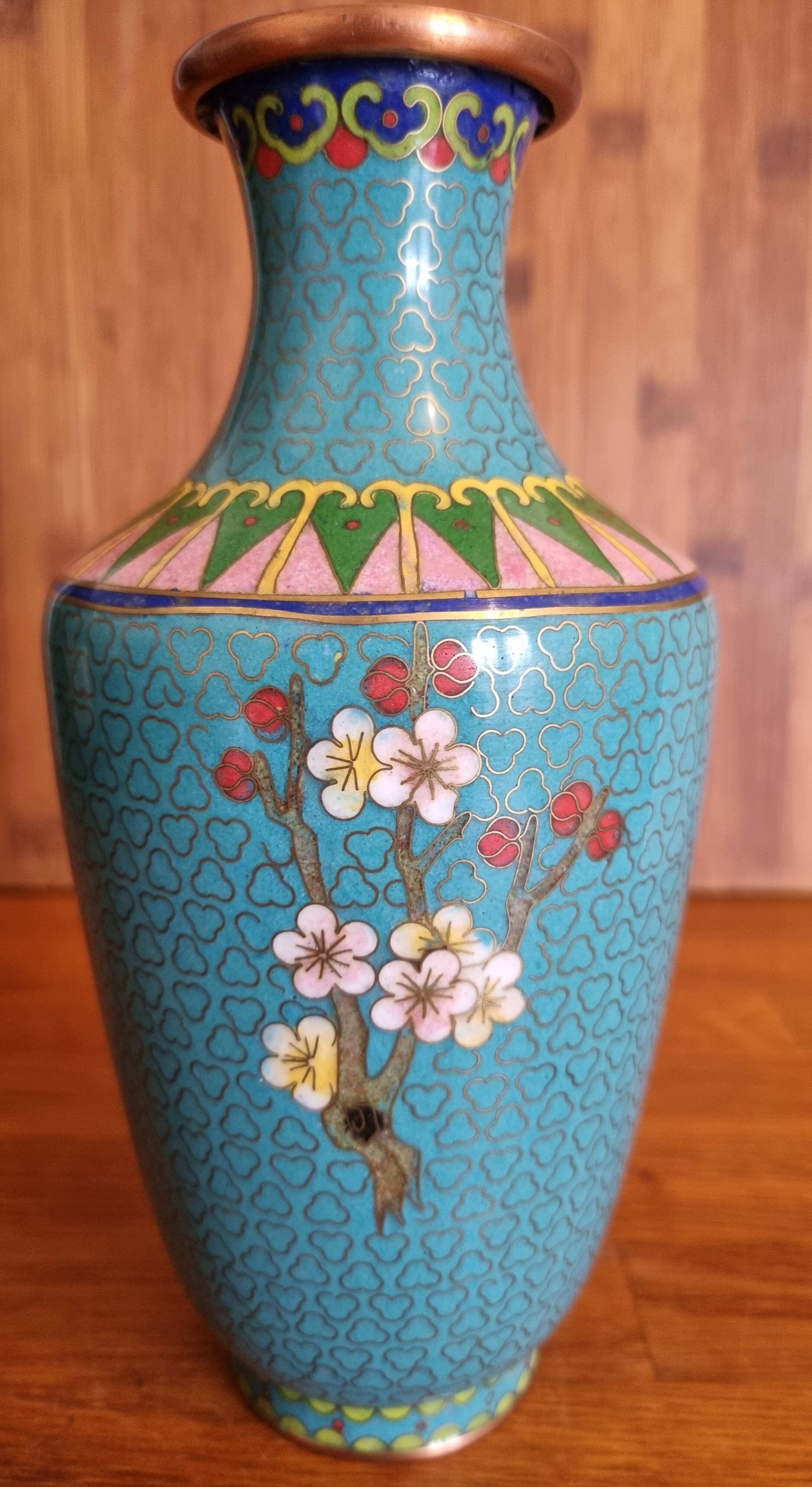 Cherry Blossom Cloisonne Vase