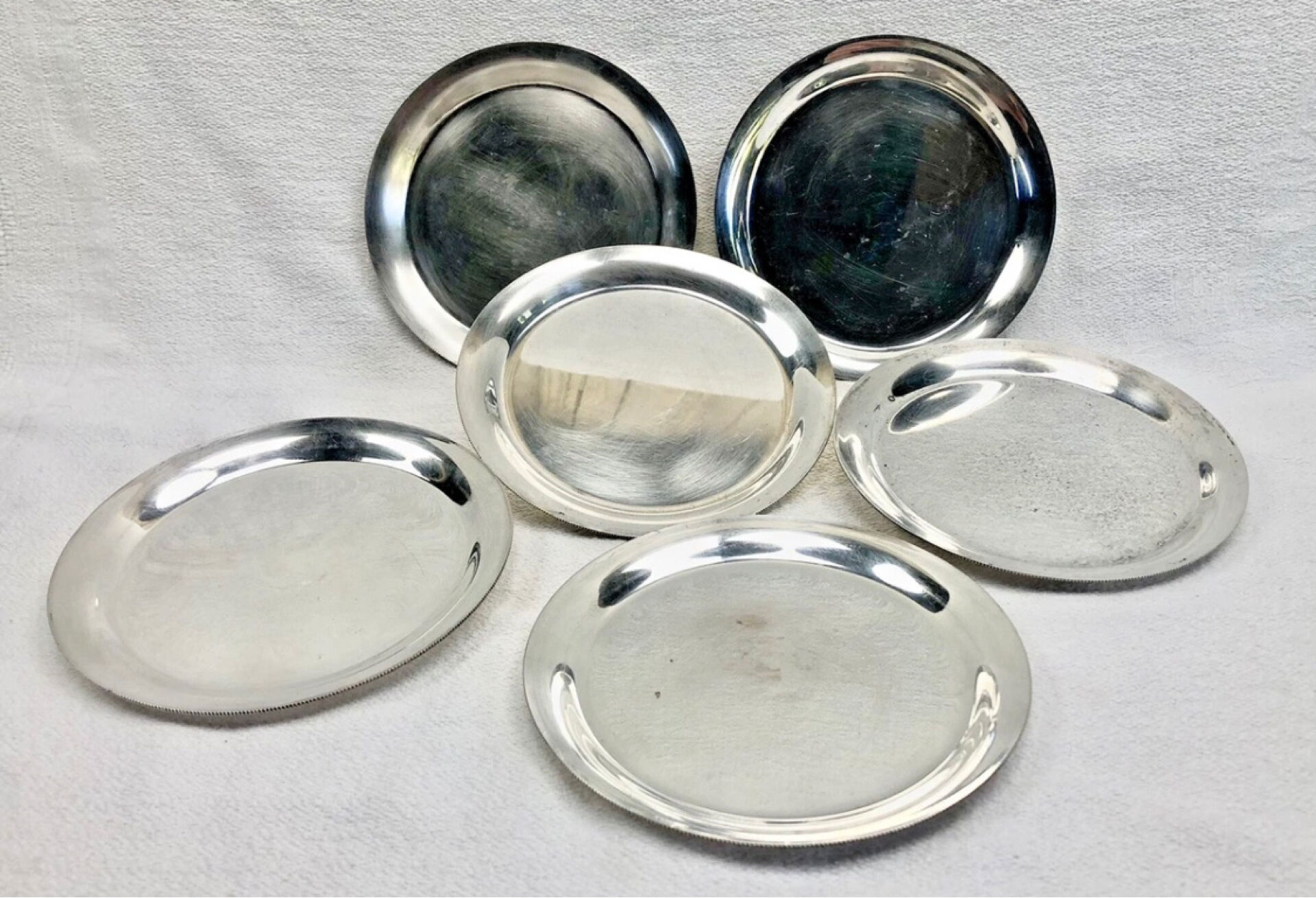 6 old silver-plated metal bread plates Valentini Spain