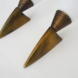 Pair of wall sconces, torchère, brass and opaline. 1980s.