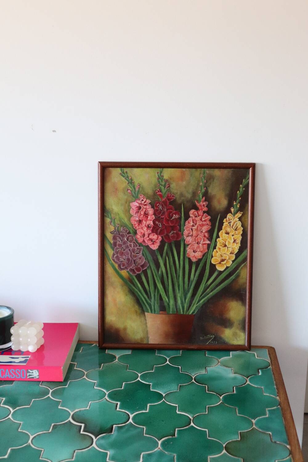 Huile sur panneau bouquet de fleurs vintage