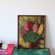 Huile sur panneau bouquet de fleurs vintage