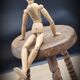 Tripod stool with turned feet
