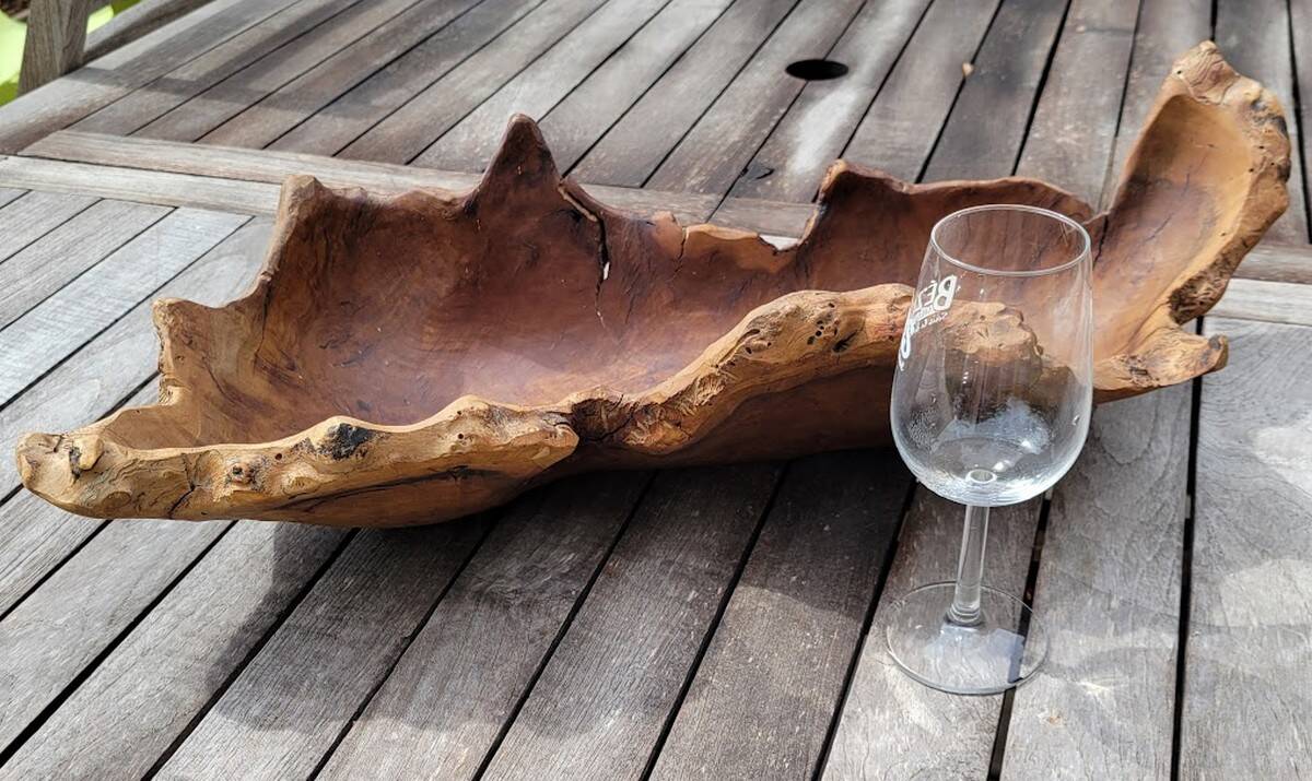 Old carved wooden basket