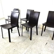 Vintage brown leather dining chairs, 1980s