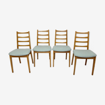 Set of 4 year old Scandinavian chairs restored fabric Edition Lelievre .