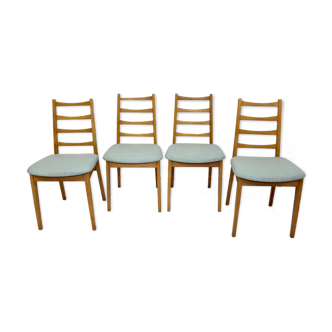 Set of 4 year old Scandinavian chairs restored fabric Edition Lelievre .