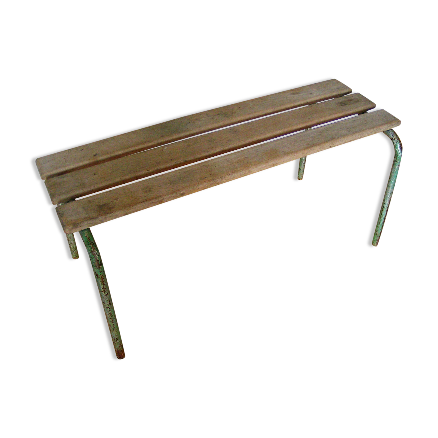 School in wood and metal 60 - 70s bench
